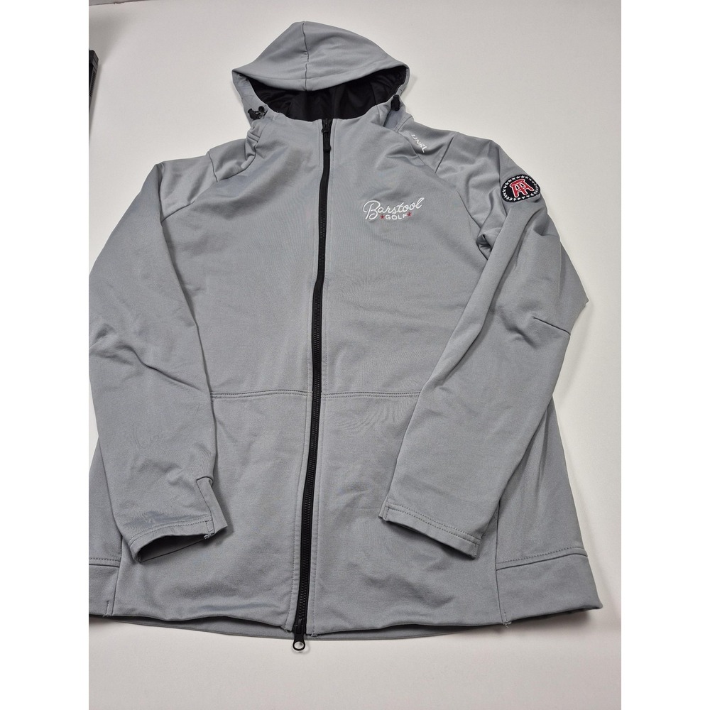 UNRL Jacket Mens Medium Gray Barstool Golf Hooded Full Zip Softshell Stretch
